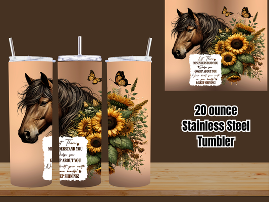 20oz Horse & Sunflower Inspiration Stainless Steel Tumbler