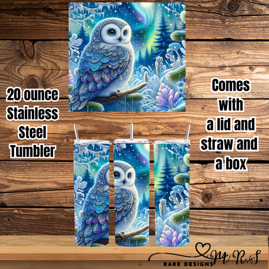 Enchanted Aurora Owl 20oz Stainless Steel Tumbler (Lid, Straw & Gift Box)