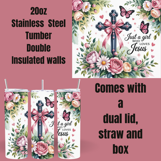 Faith & Flowers 20oz Tumbler – Just a Girl Who Loves Jesus