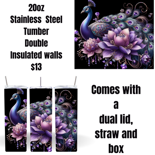 Enchanted Peacock Insulated Tumbler Series