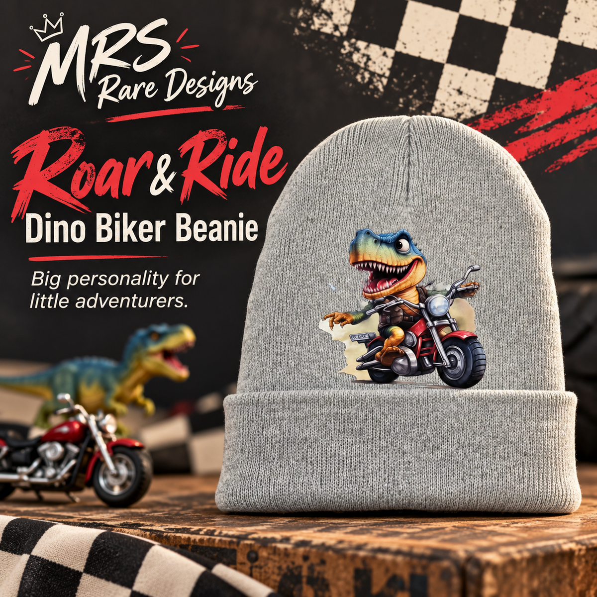 Roar & Ride — Dino Biker Beanie