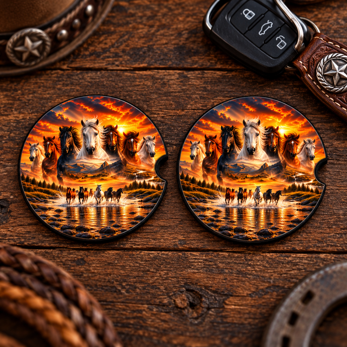 Wild & Free Neoprene Car Coasters (Set of 2)