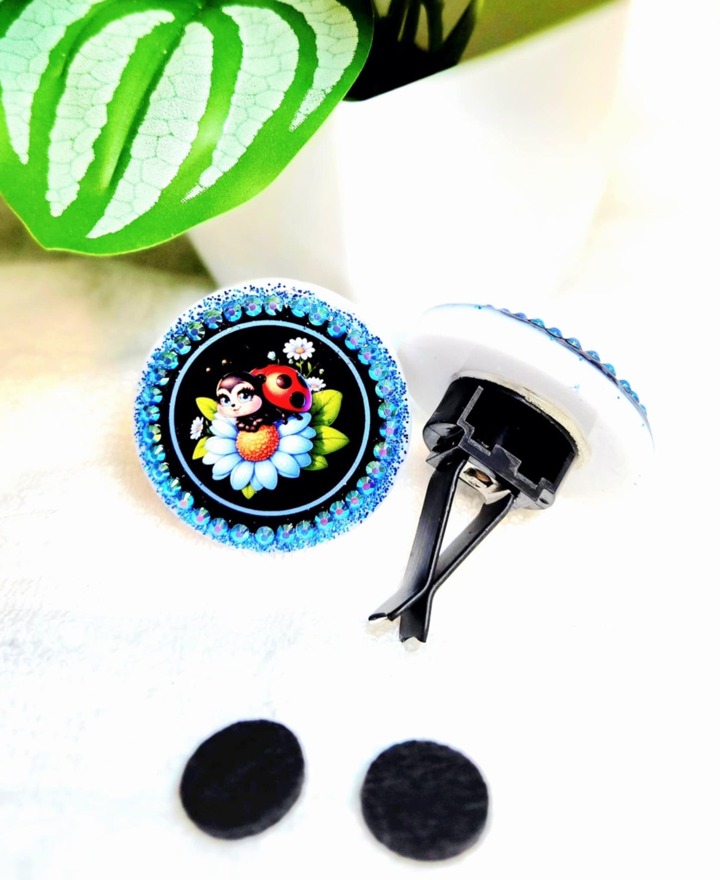 Ladybug Blossoms Car Charm & Clip Set