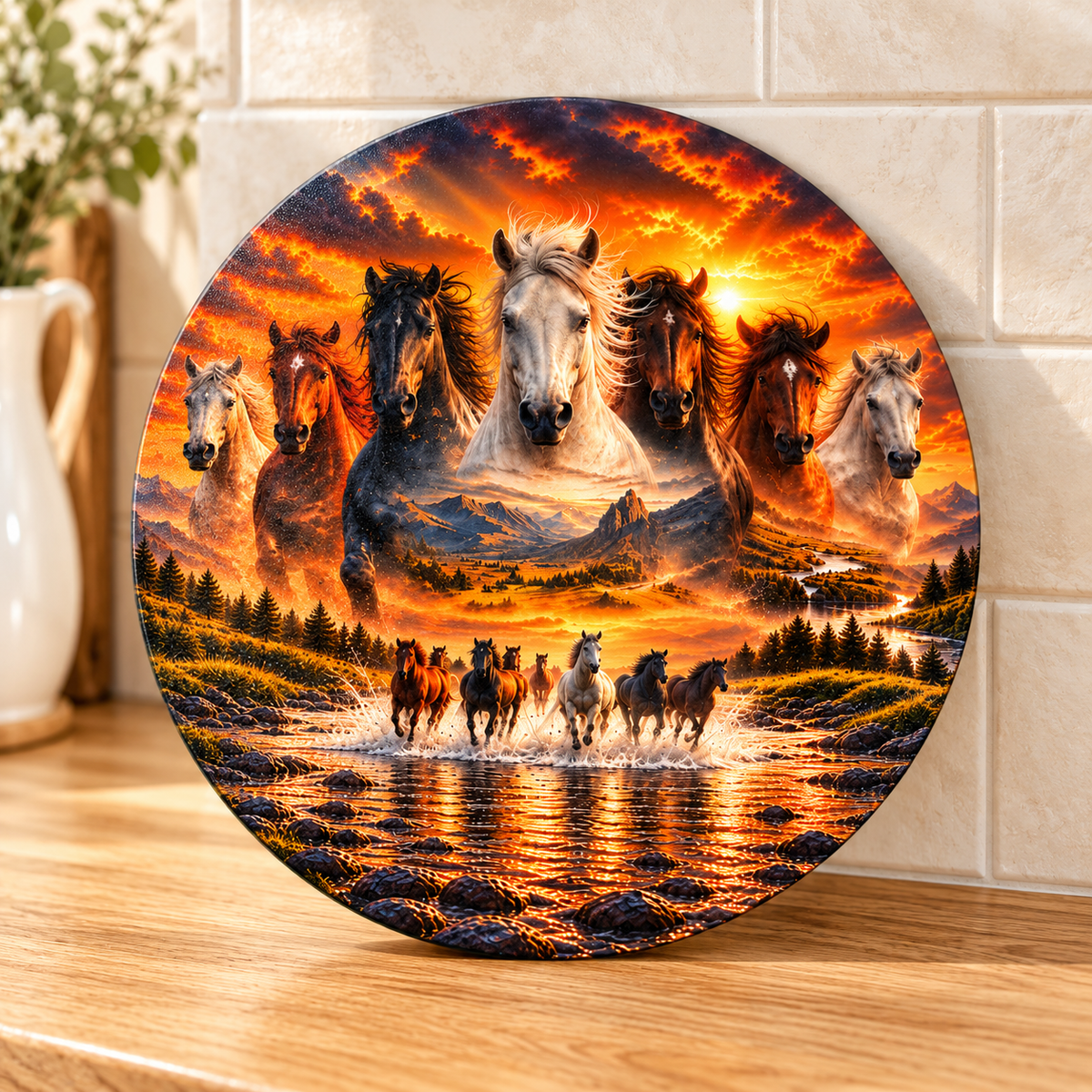 Wild & Free 9-inch Round Glass Cutting Board