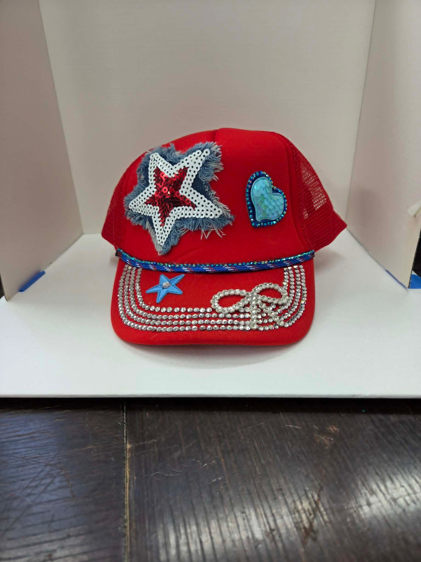 "Lil' Firecracker Rhinestone Glam Kids Trucker Hat"