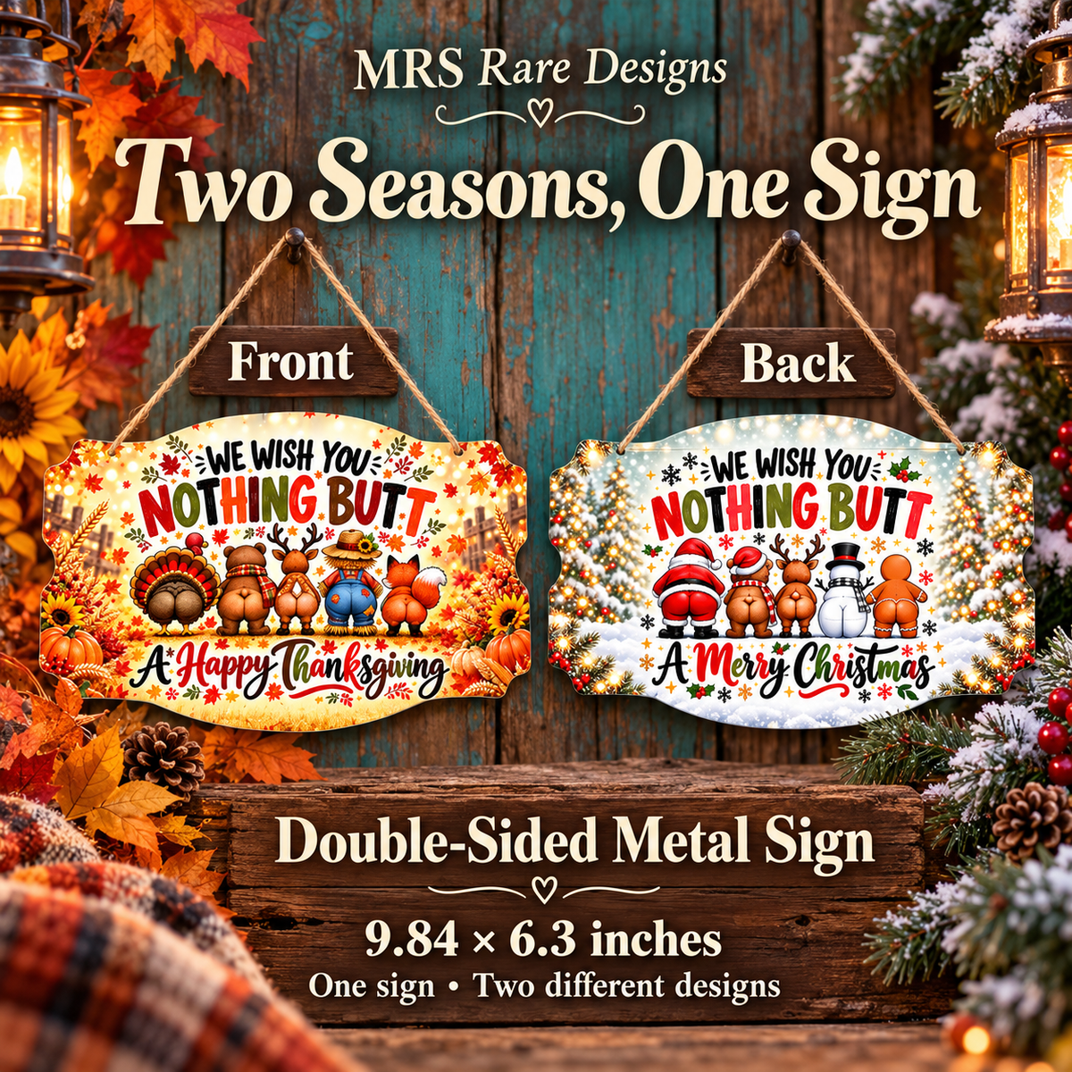 MRS Rare Designs Fall and Winter Animal Butts Seasonal Sign