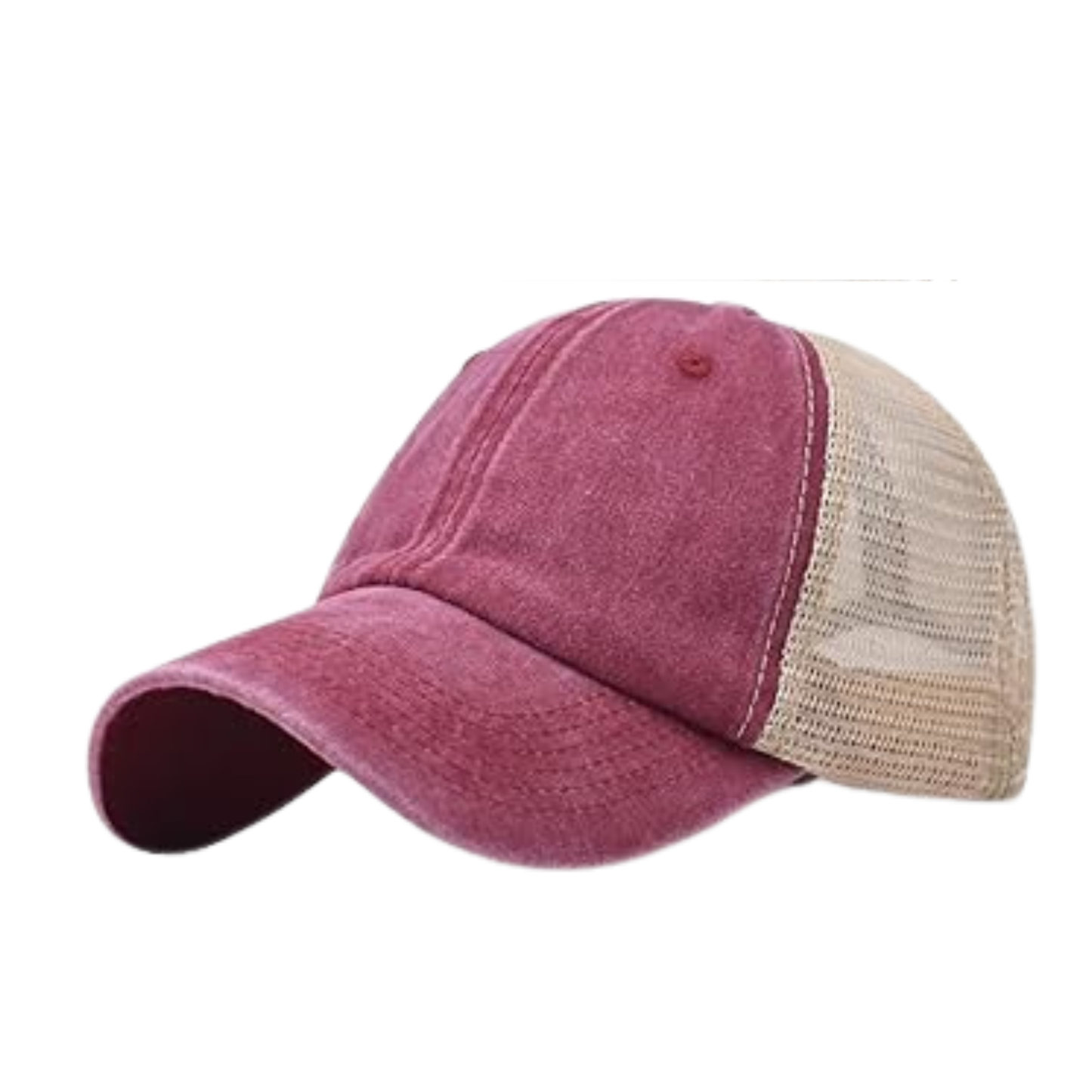 Rose Vintage Washed Distressed Butterfly Floral Baseball Cap – 80% Polyester, 20% Cotton Trucker Hat with DTF Patch