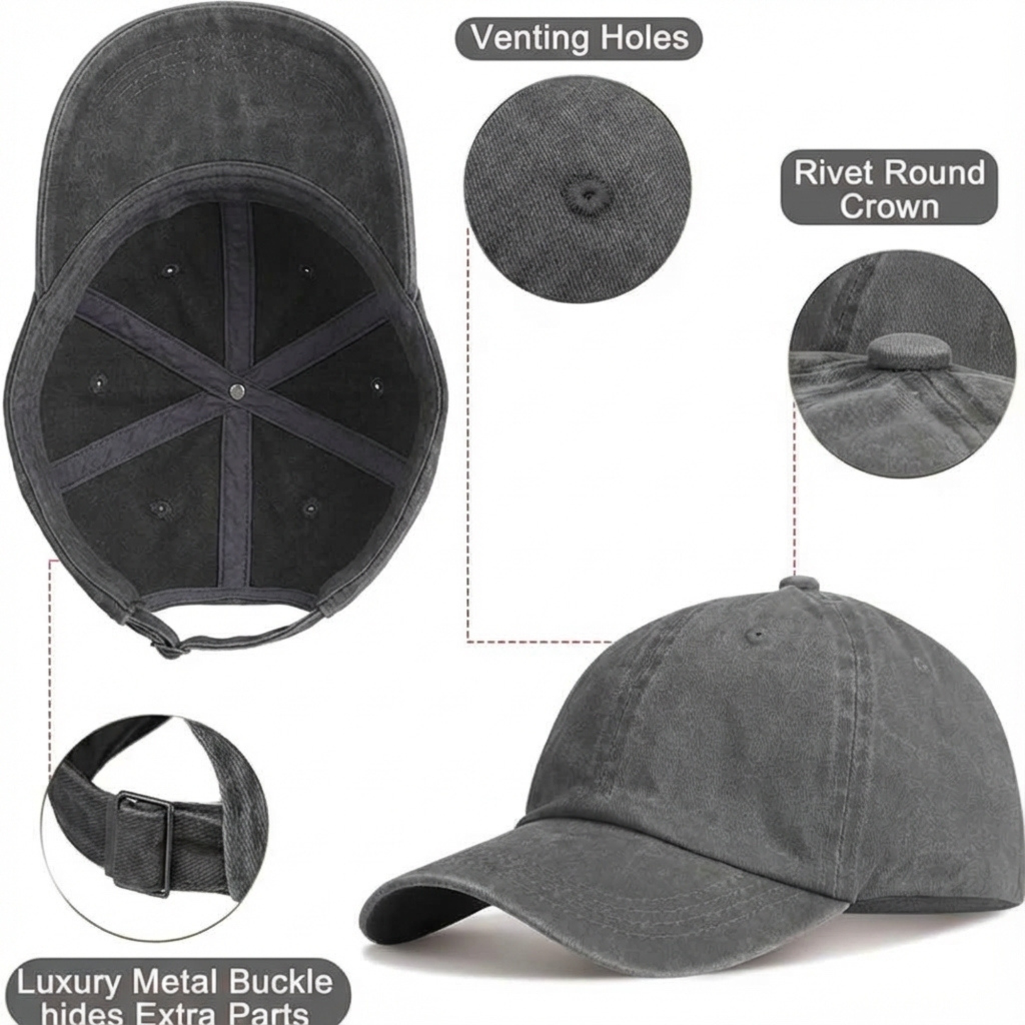 Vintage Washed “Just Here for the Beer” Baseball Cap