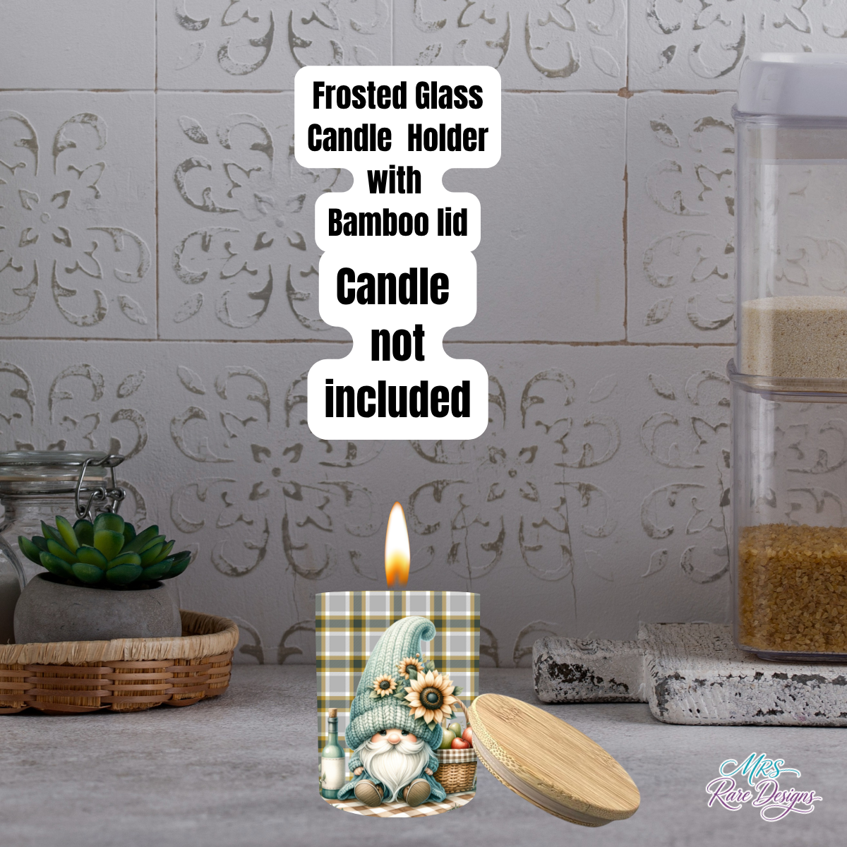 Sunflower Gnome Cottage Kitchen Baking & Candle Gift Set (Individual or Full Bundle)