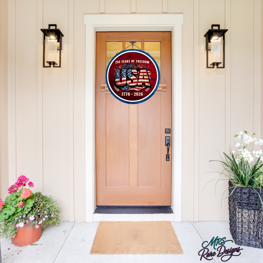 🇺🇸 250 Years of Freedom — USA Round Welcome Sign | 10 Inch | 1776–2026 Commemorative Edition