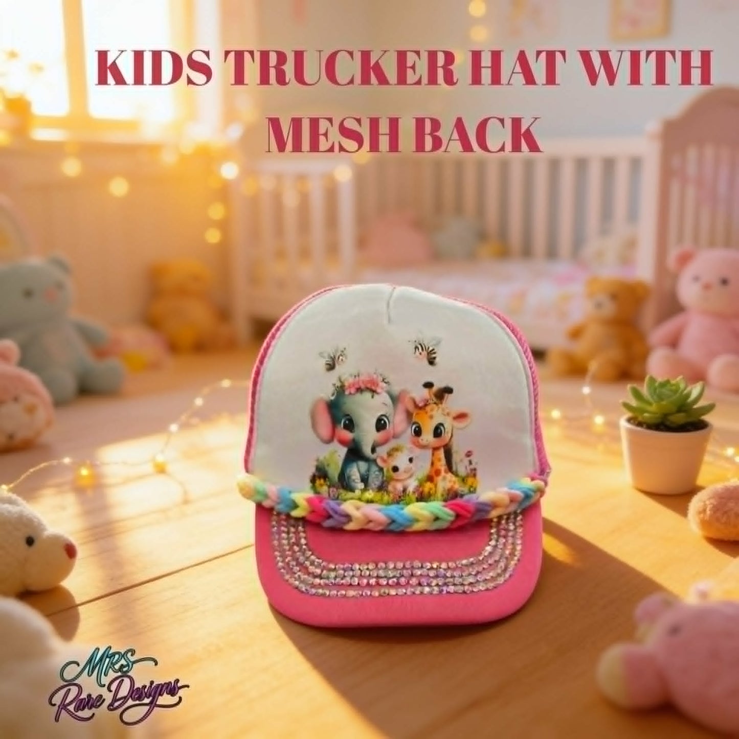 The Rainbow Safari Kids Trucker Hat — "Sweet Little Wild One"