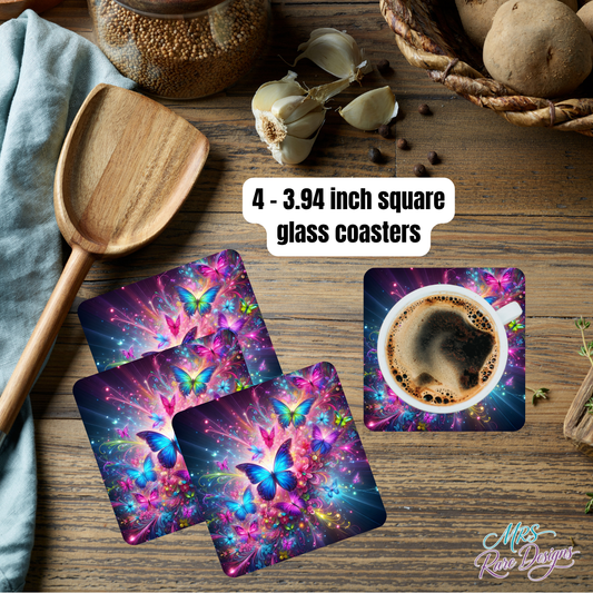 "Butterfly Nebula" Glass Coaster Set (Set of 4)