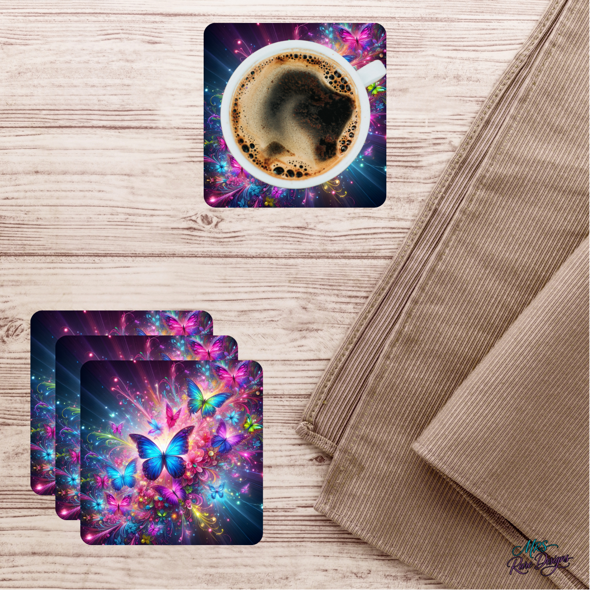 "Butterfly Nebula" Glass Coaster Set (Set of 4)