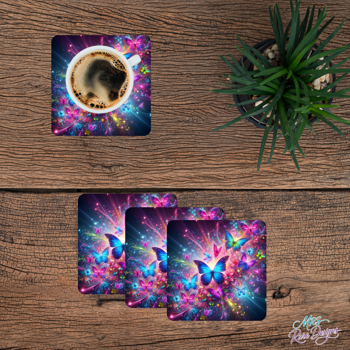 "Butterfly Nebula" Glass Coaster Set (Set of 4)