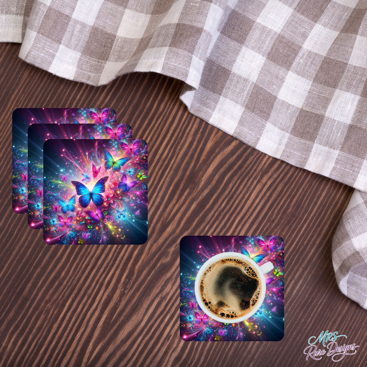 "Butterfly Nebula" Glass Coaster Set (Set of 4)