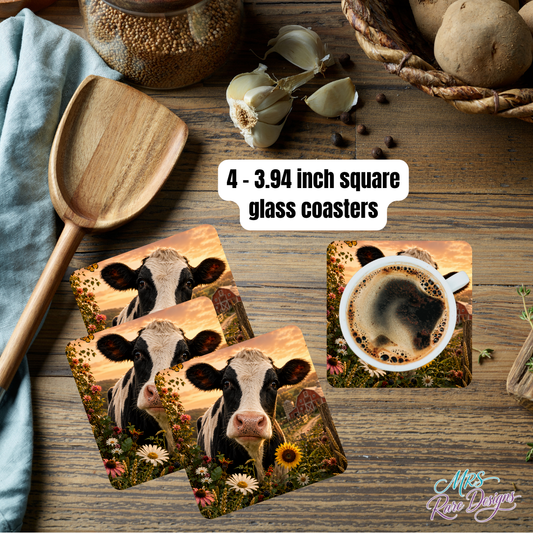 "Golden Hour Farmhouse" Glass Coaster Set