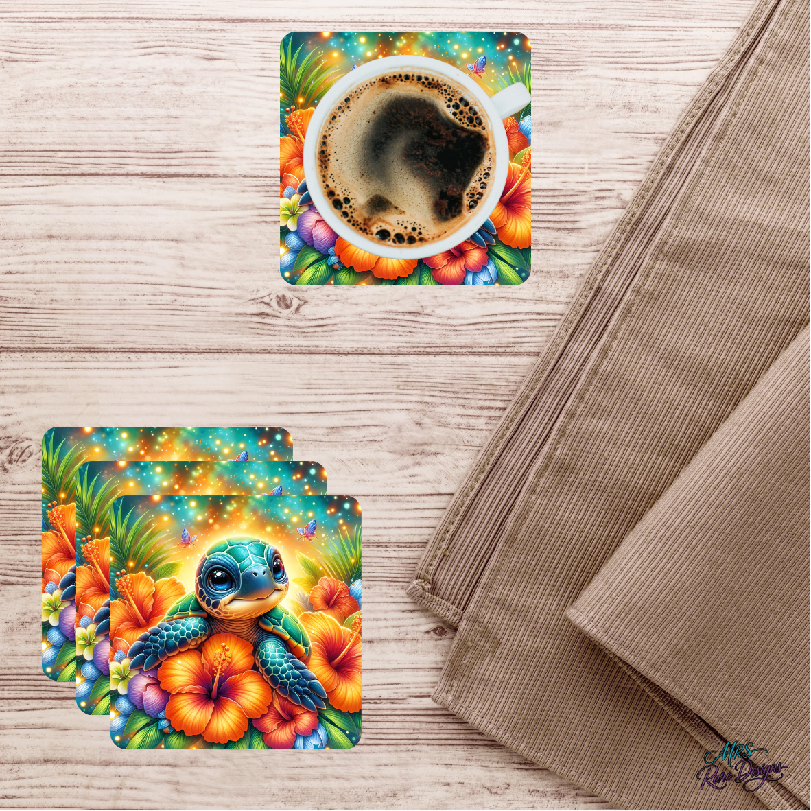 Hibiscus Hatchling Glass Coasters