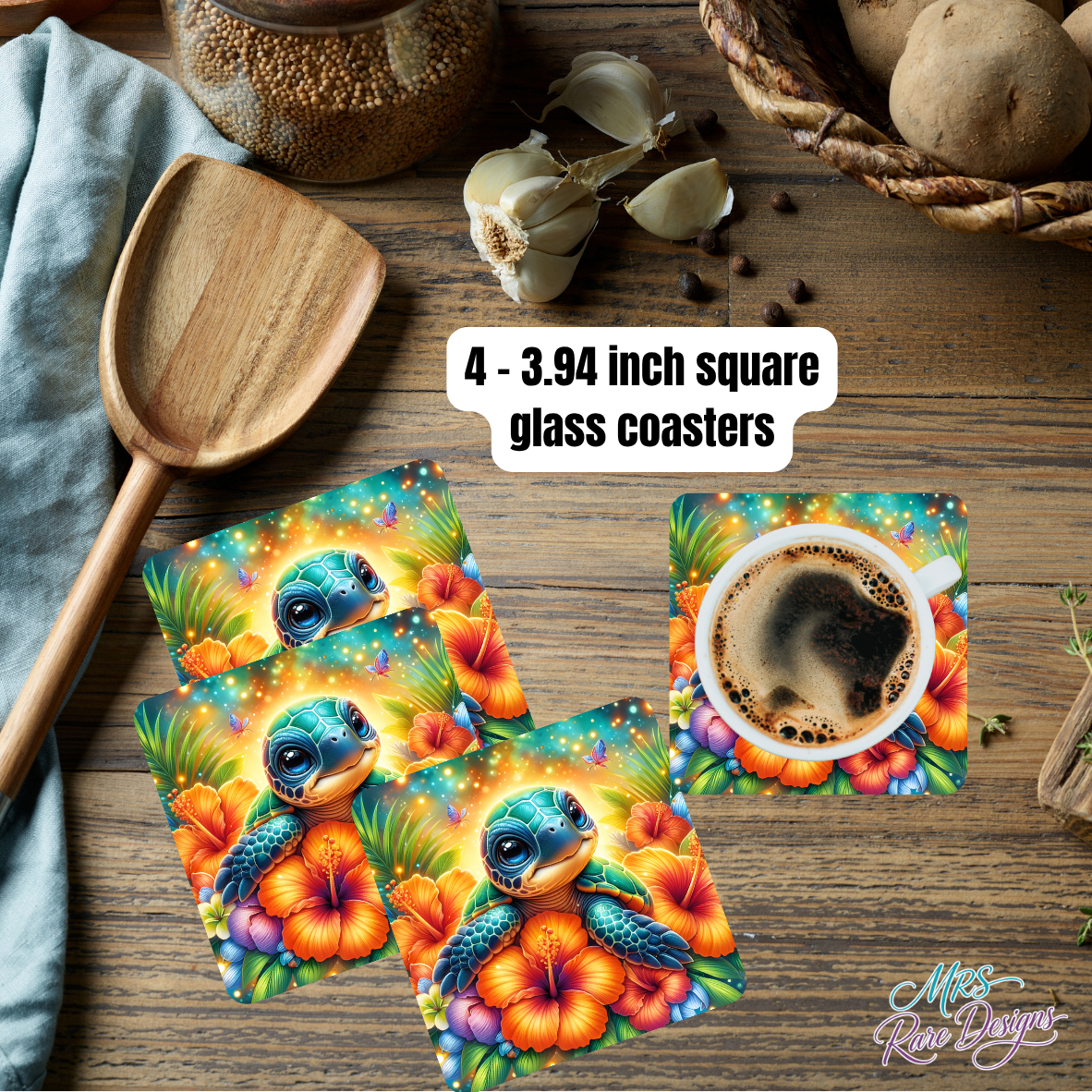 Hibiscus Hatchling Glass Coasters