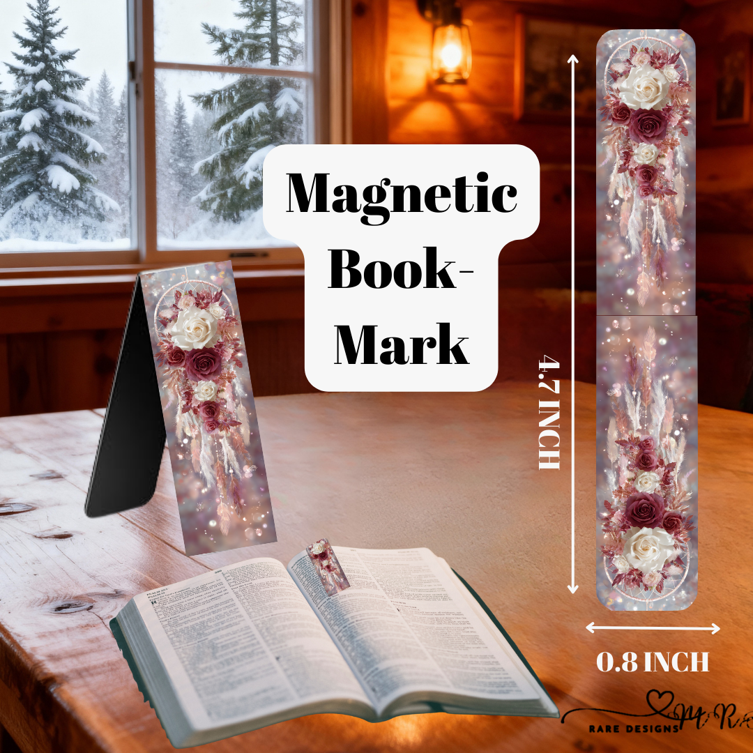 Elegant Floral Magnetic Bookmark Collection – Rose & Feather Series
