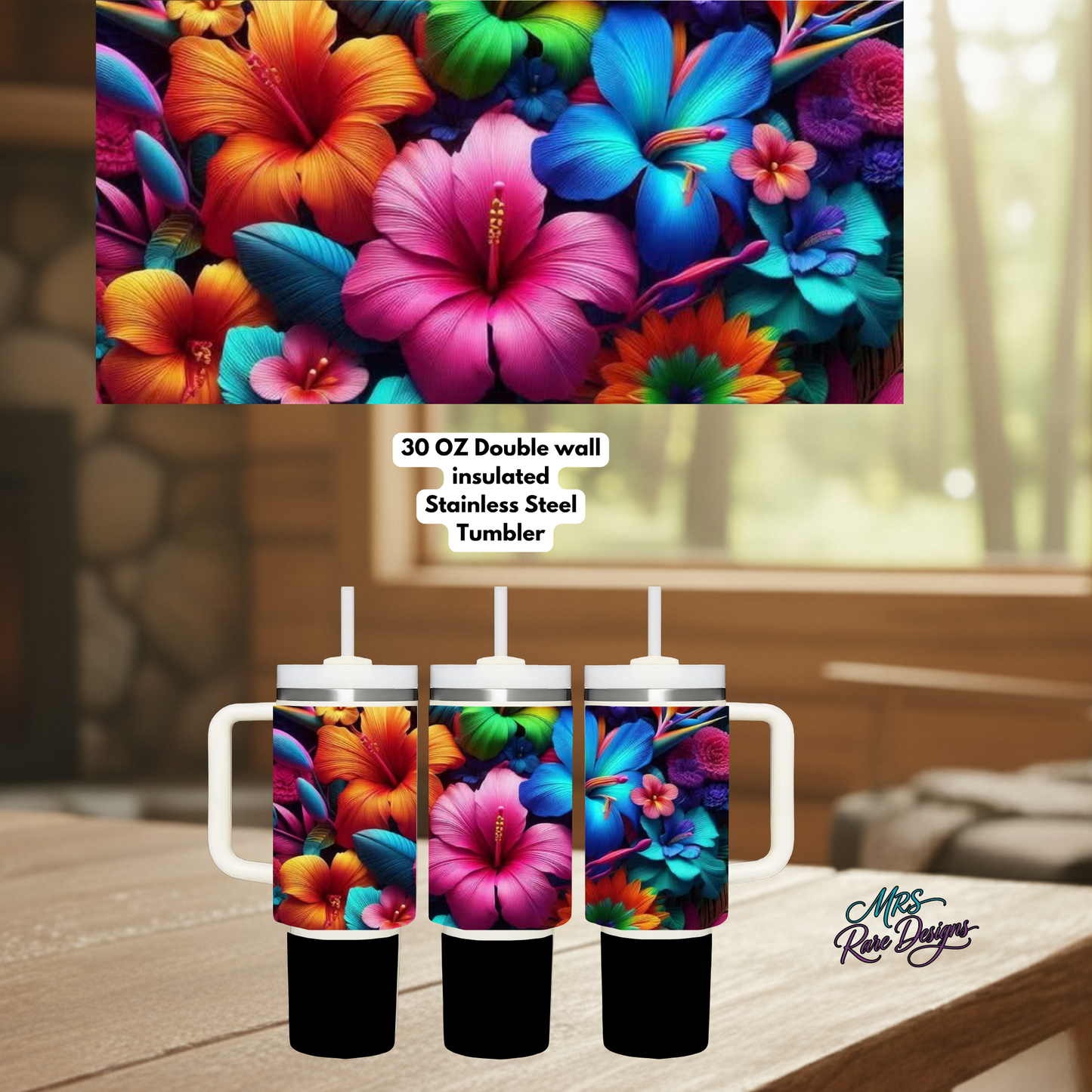 30oz Hibiscus Insulated Stainless Steel Tumbler