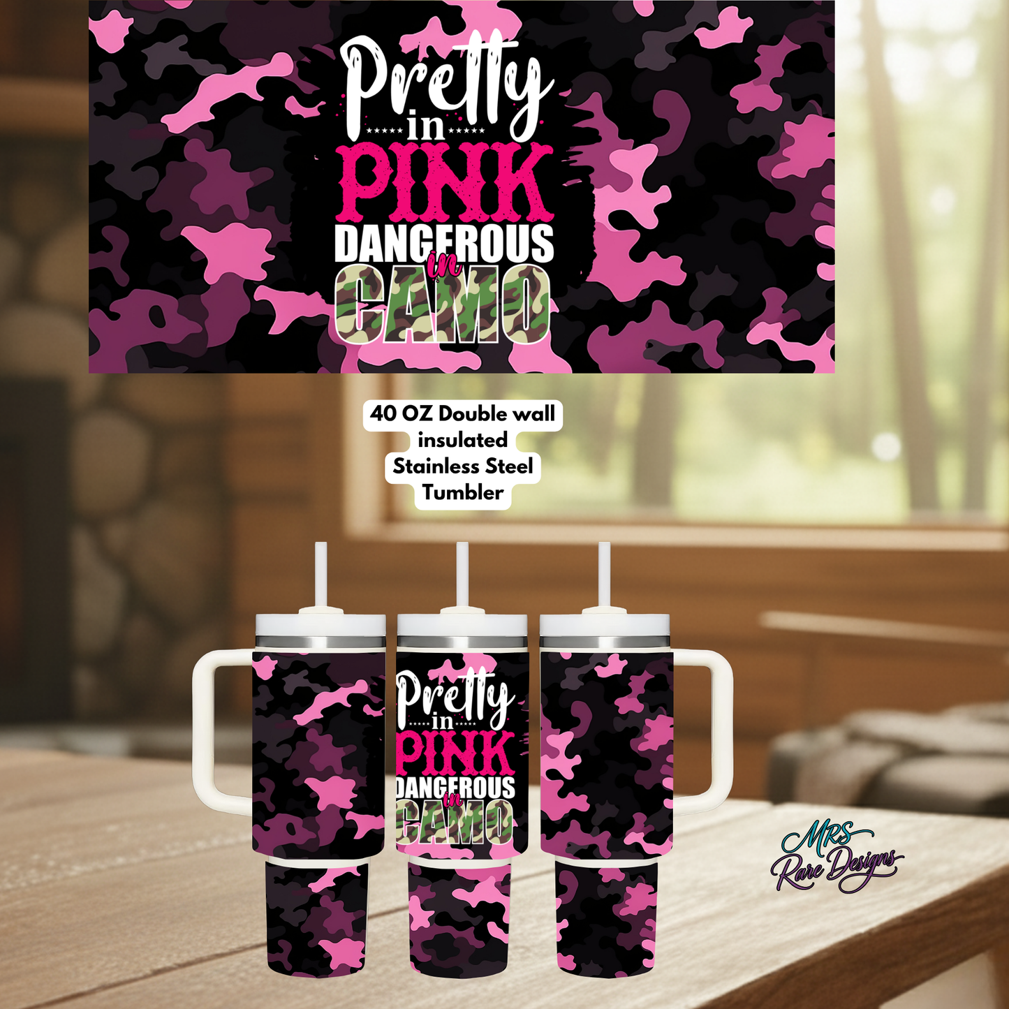 Pretty in Pink Camo 40oz Stainless Steel Insulated Tumbler