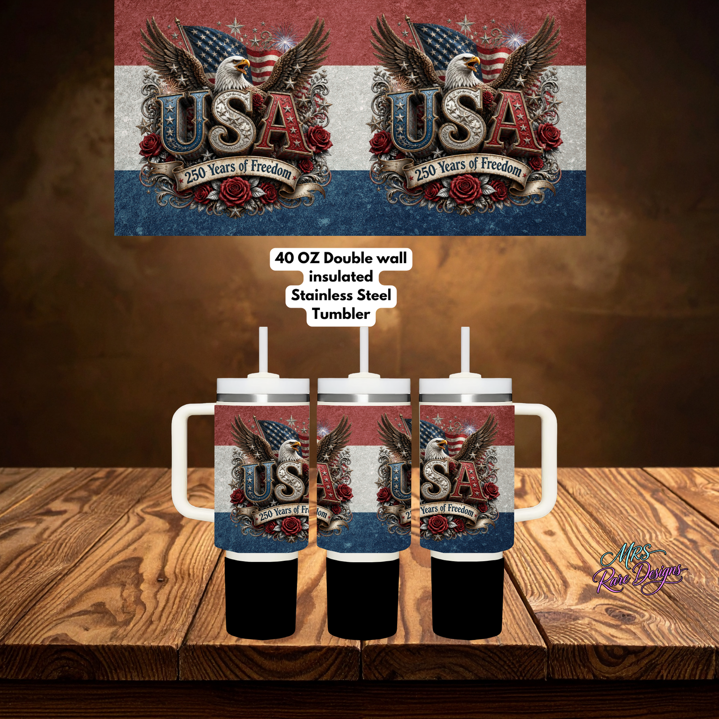 Land of the Free, Home of the Hydrated USA 250 Years of Freedom 40 oz Handle Tumbler