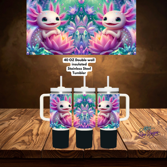 "Zen Axo Adventure XL" 40oz Handle Tumbler with Straw – Crystal Lotus Dream