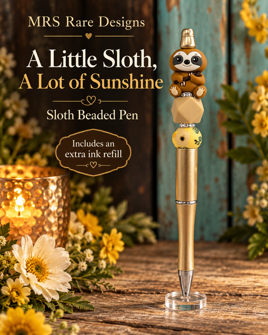 Sloth Beaded Pen - A Little Sloth, A Lot of Sunshine
