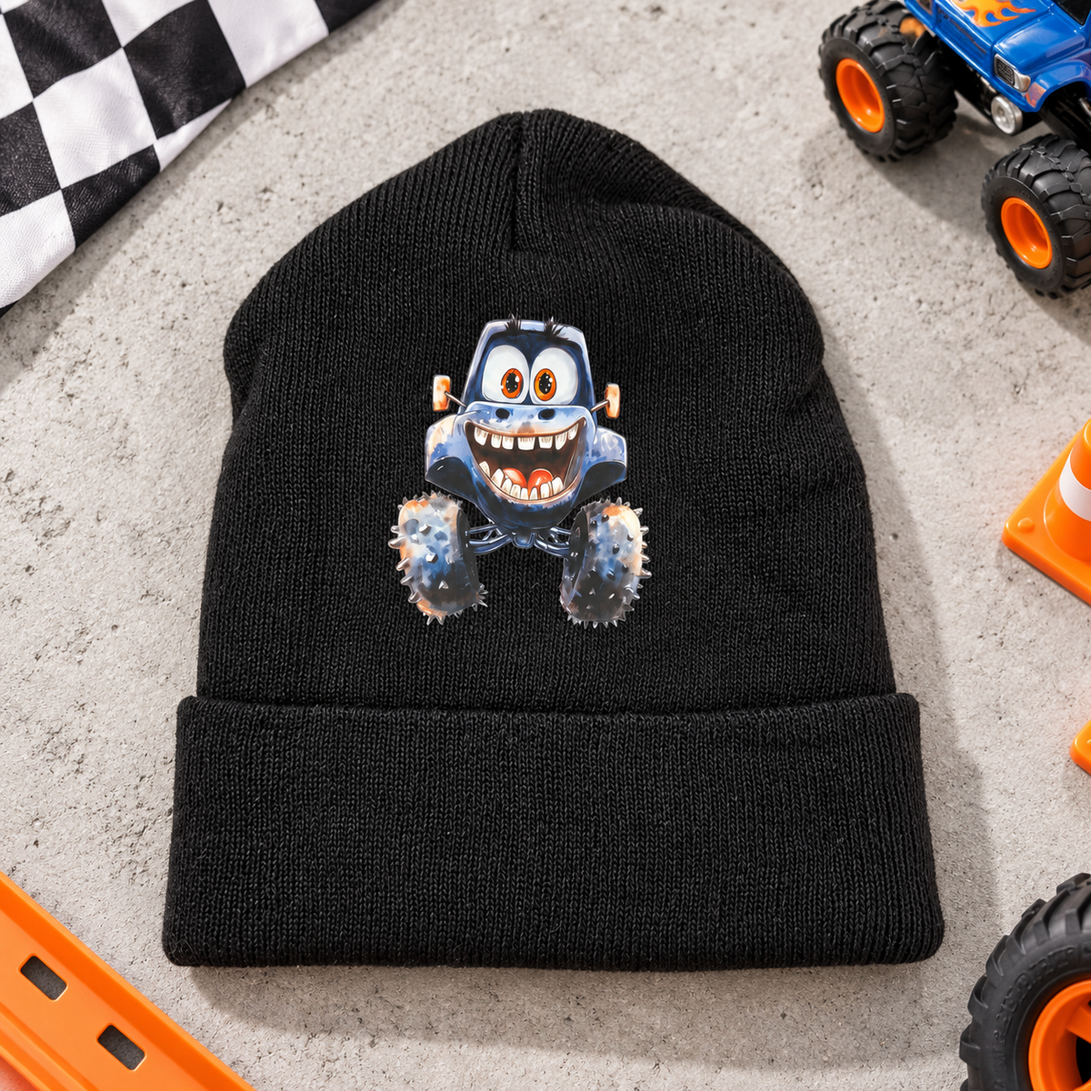 Big Wheels, Cozy Vibes — Monster Truck Beanie