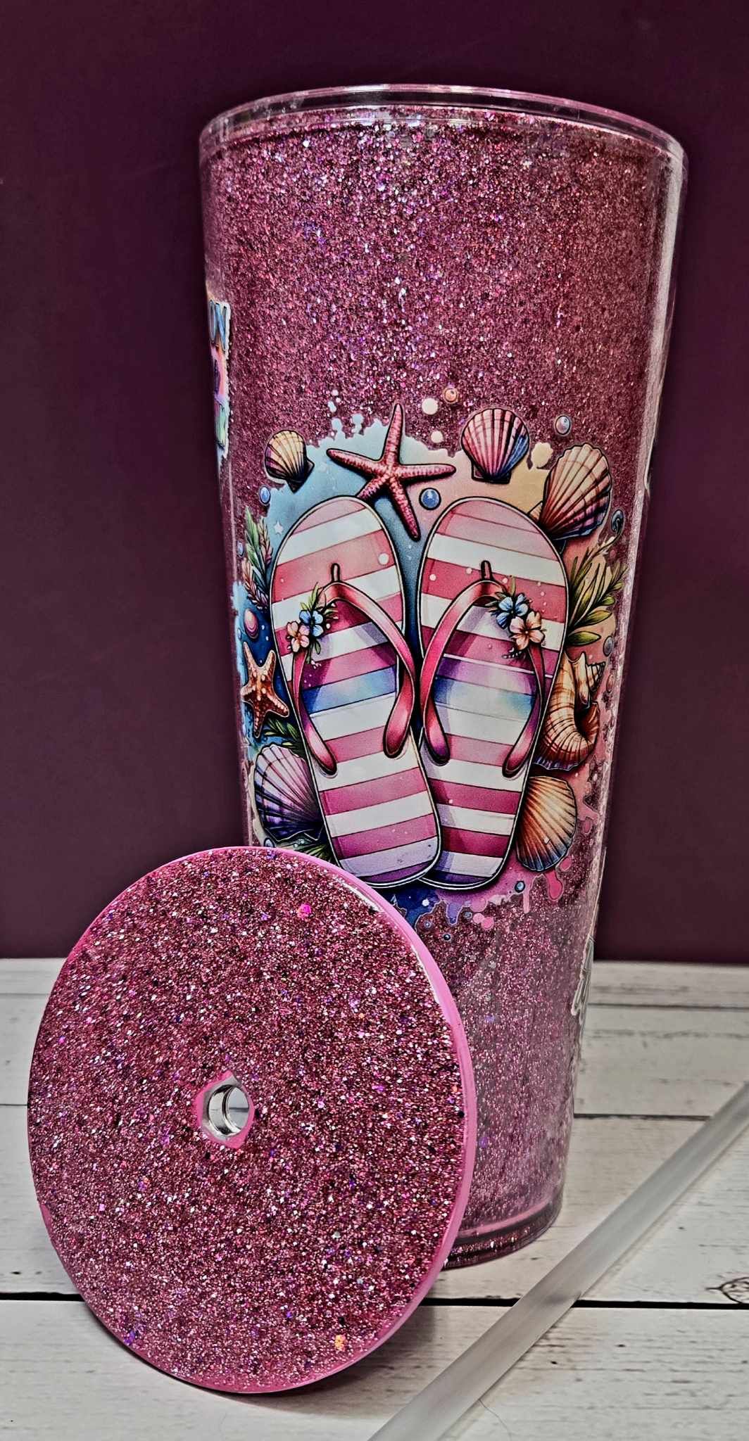 Pink Whimsy Glitter Tumbler