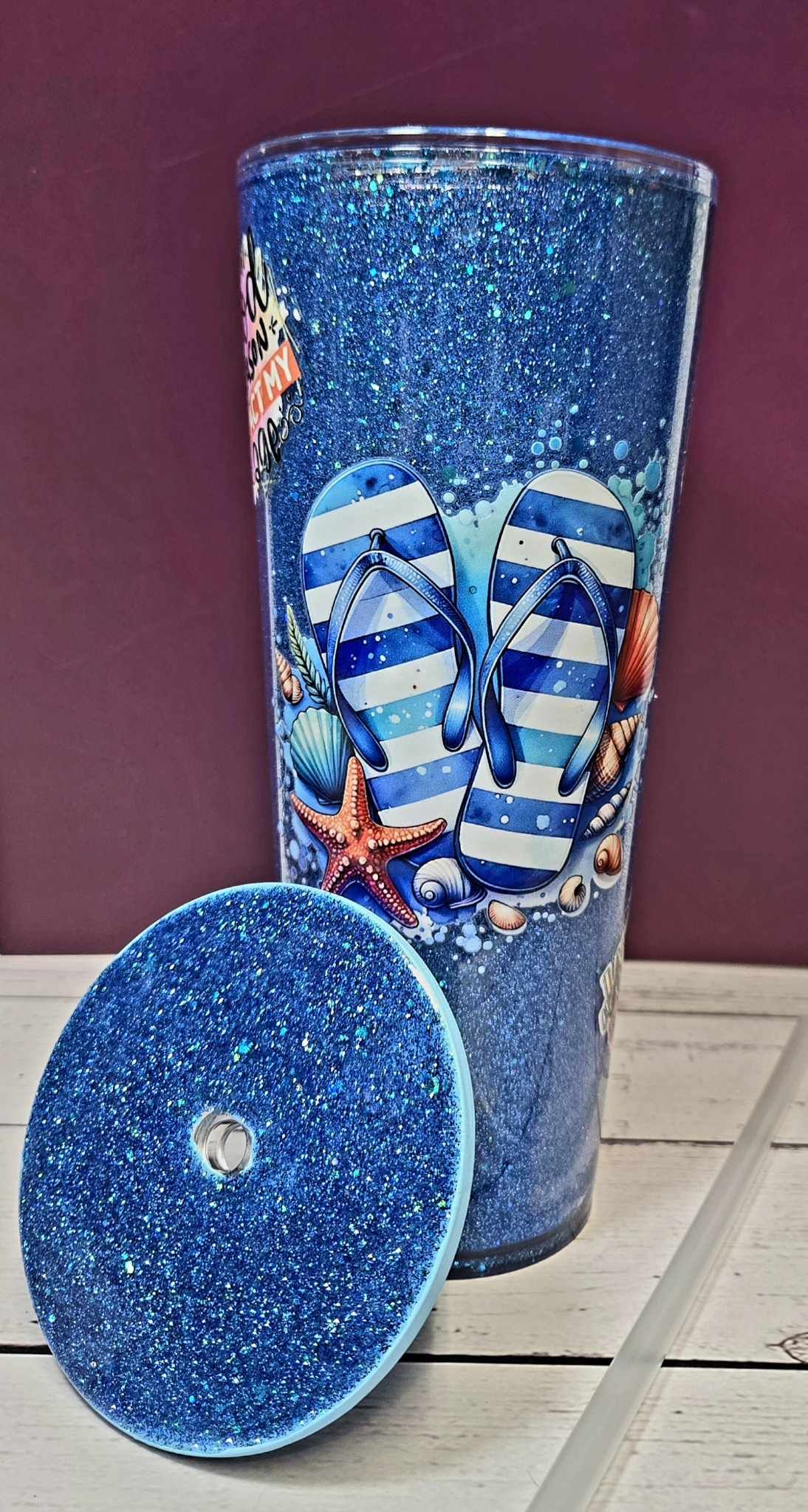 Sassy Seas Blue Glitter Tumbler