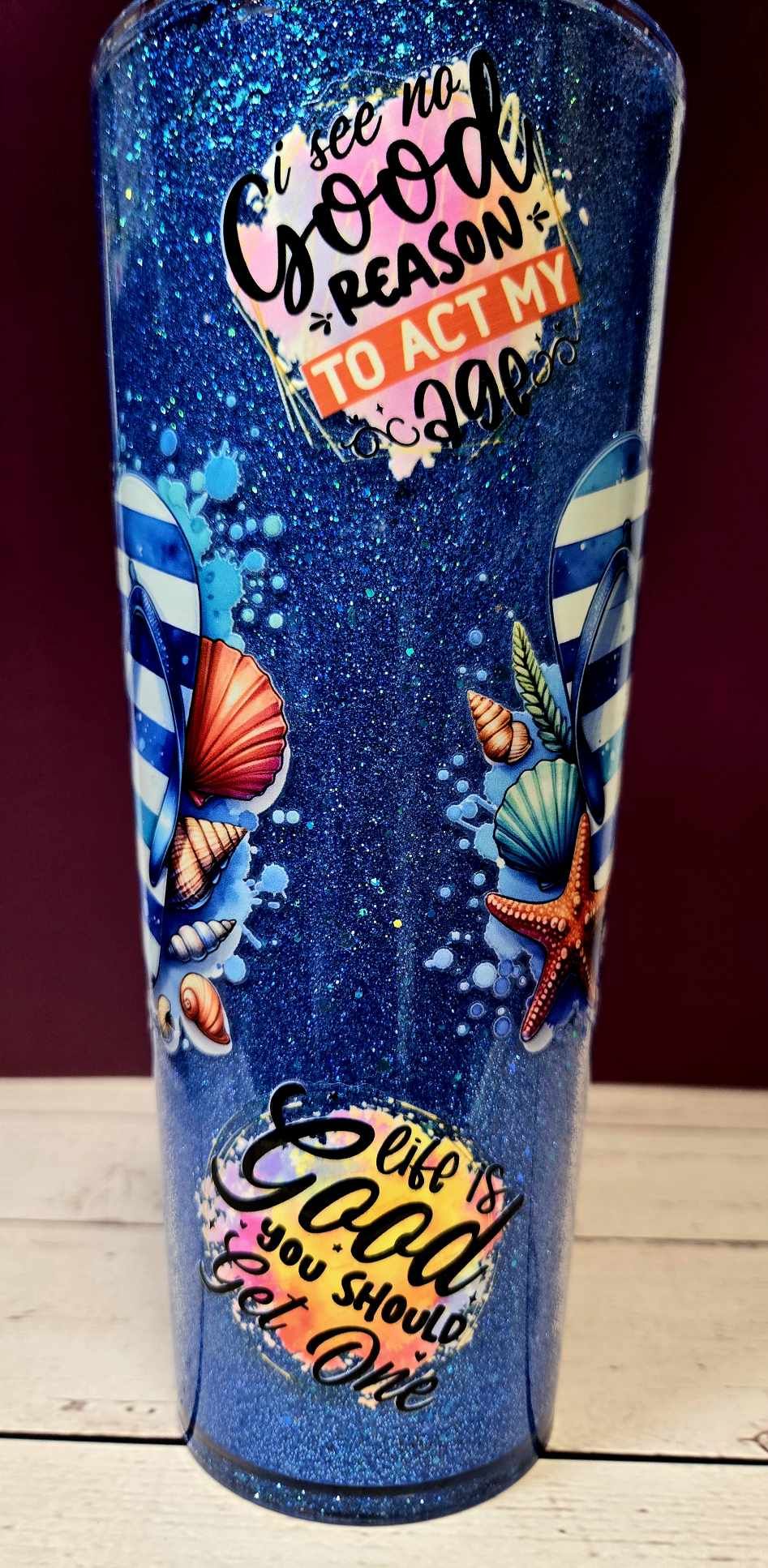 Sassy Seas Blue Glitter Tumbler