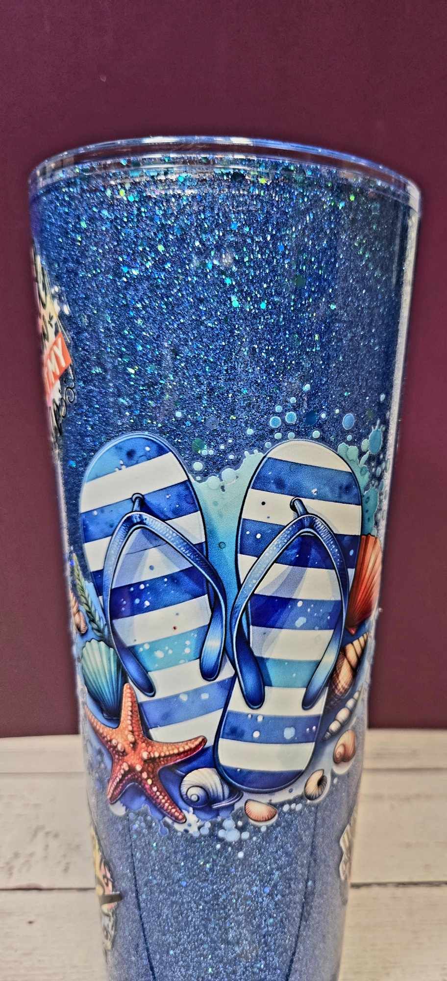 Sassy Seas Blue Glitter Tumbler