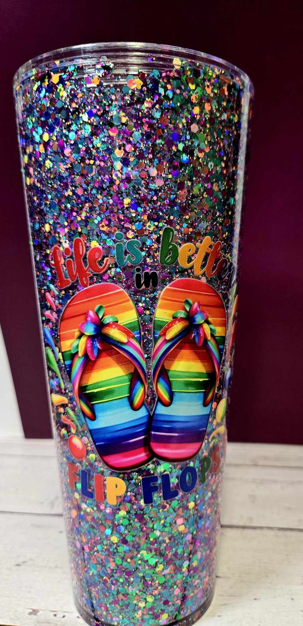 Summer Sparkle Flip Flop Glitter Tumbler