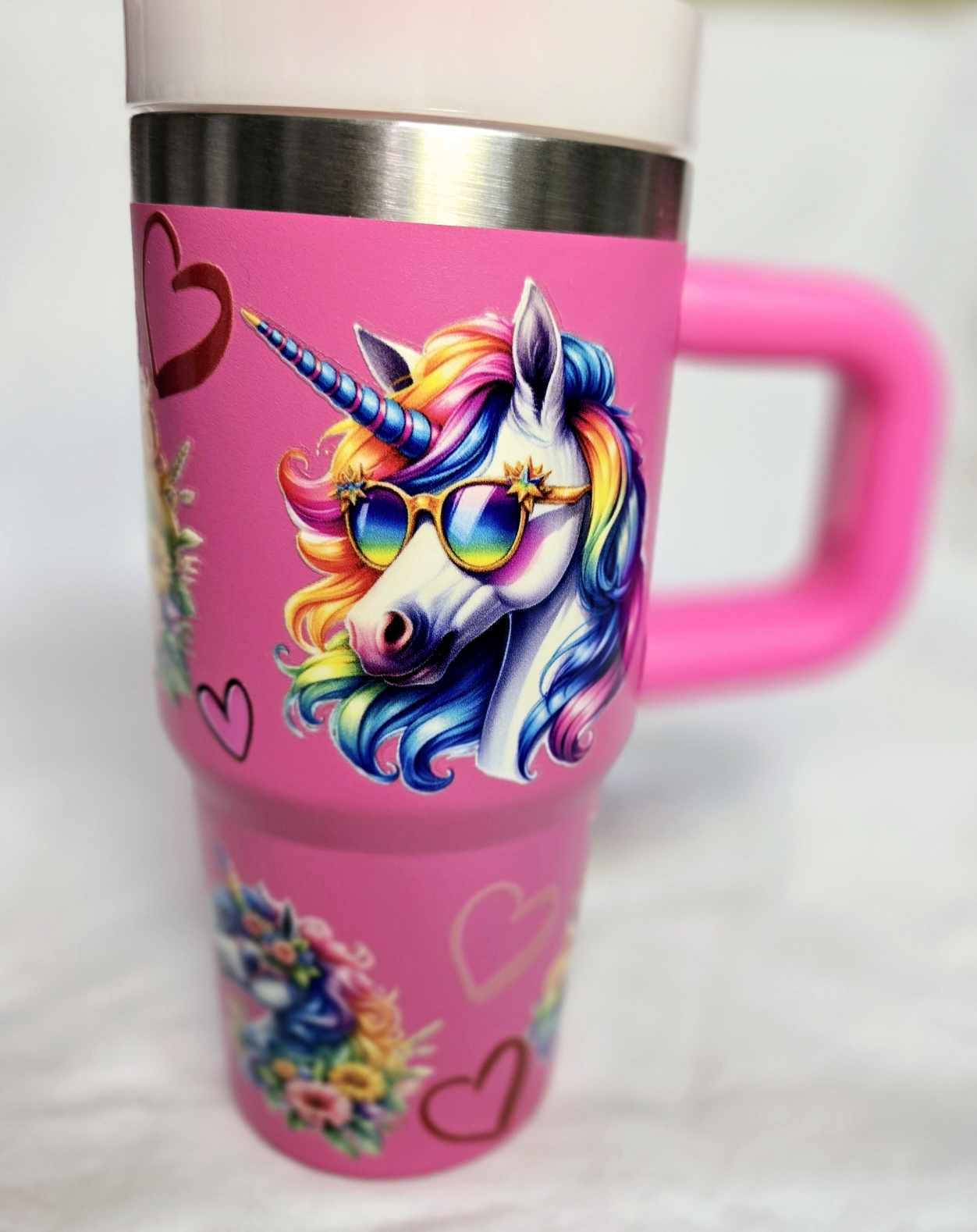 Magical Unicorn Stainless Steel Tumbler with Handle - 14oz