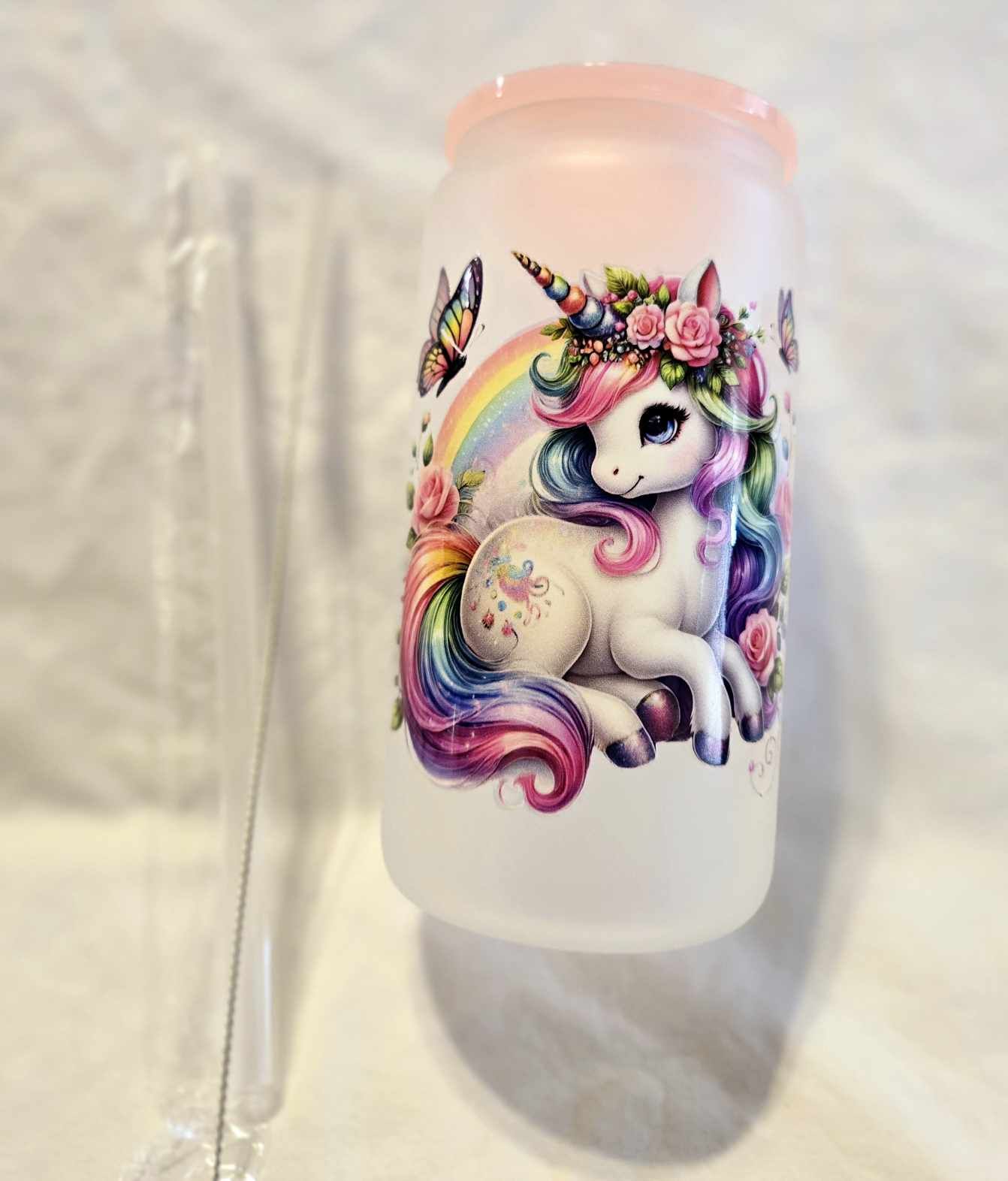 Rainbow Whisper Unicorn Frosted Tumblers