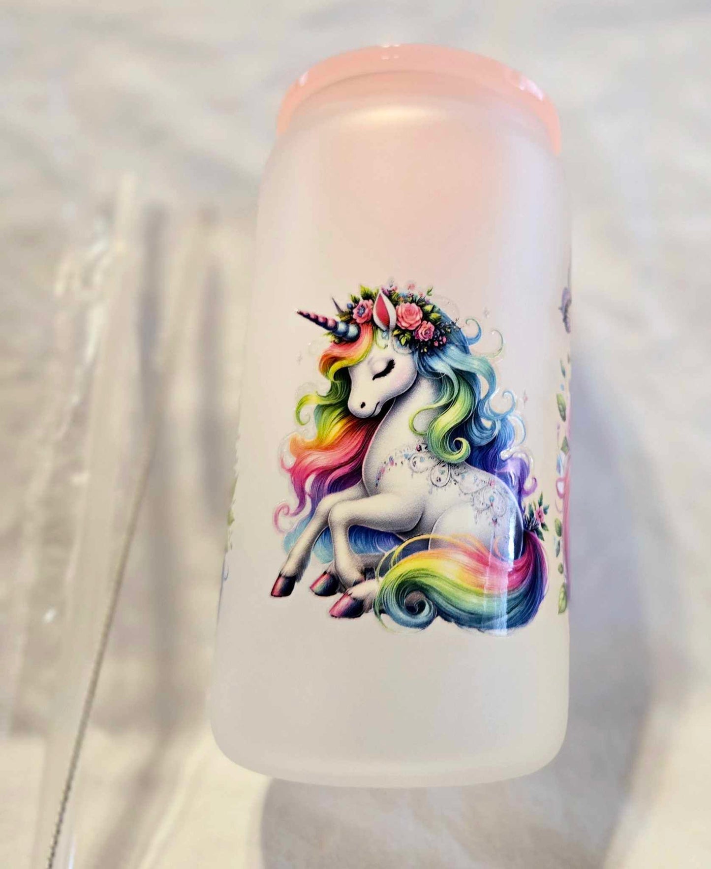 Rainbow Whisper Unicorn Frosted Tumblers