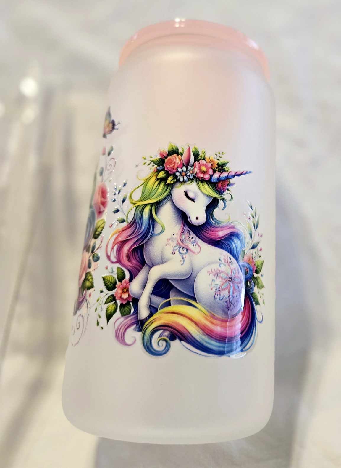 Rainbow Whisper Unicorn Frosted Tumblers