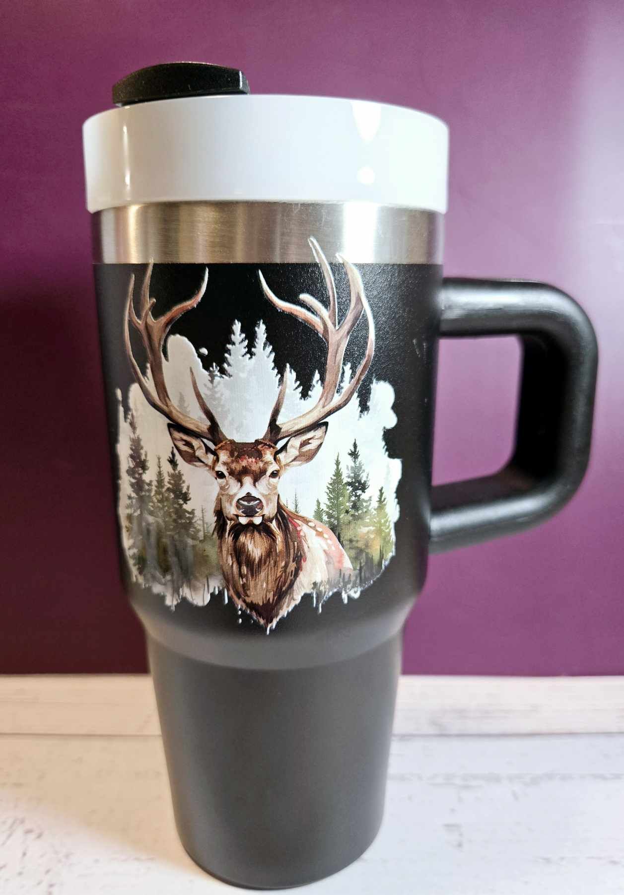 Majestic Stag Stainless Steel Tumbler with Handle