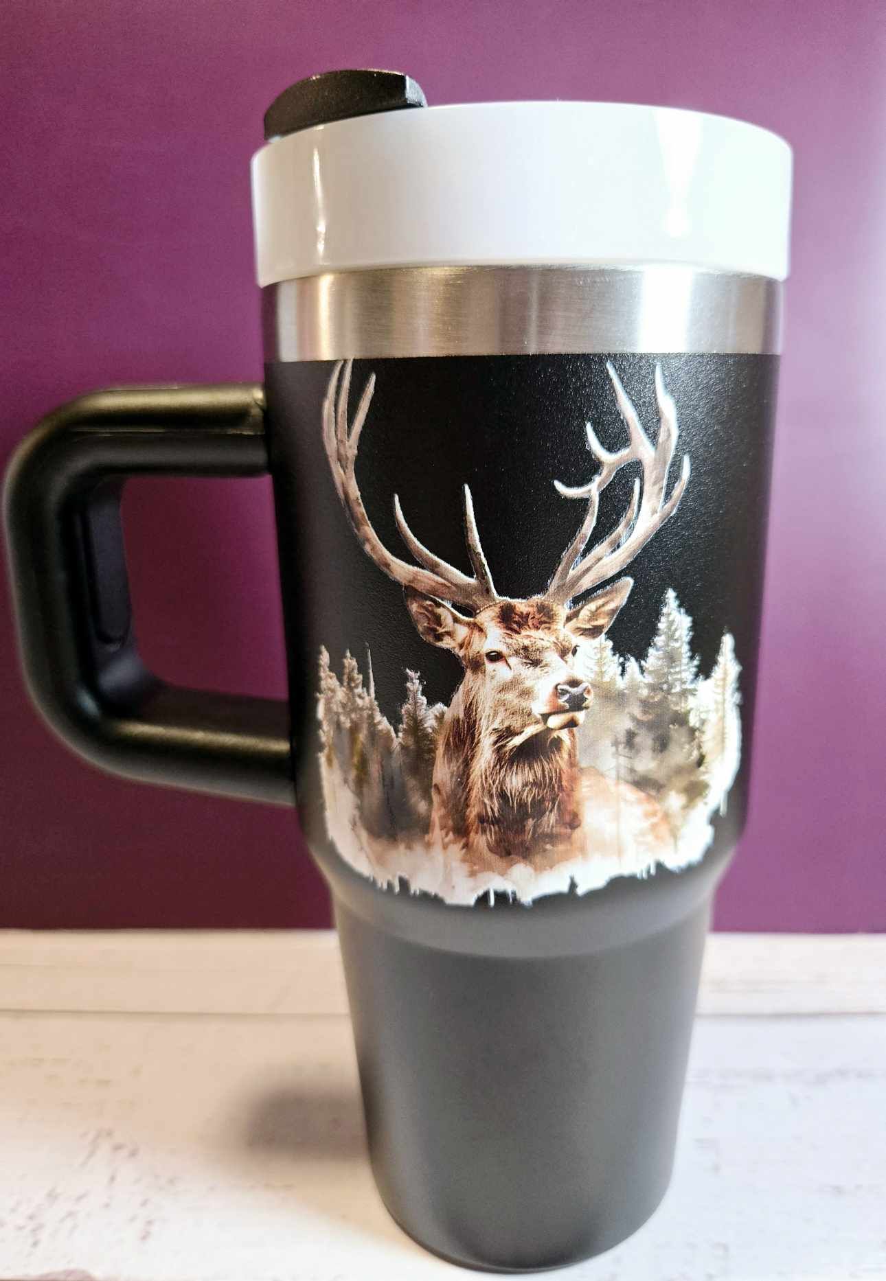 Majestic Stag Stainless Steel Tumbler with Handle