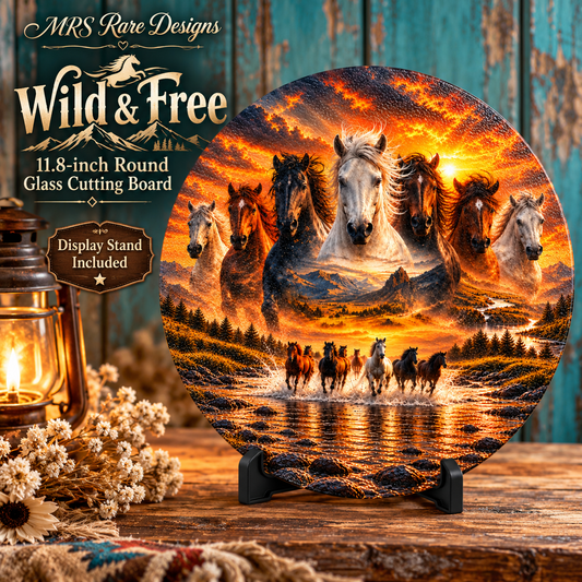 Wild & Free 11.8-inch Round Glass Cutting Board