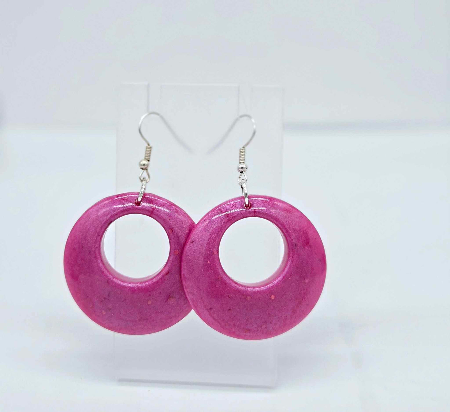 Pink Blossom Hoop Resin Earrings