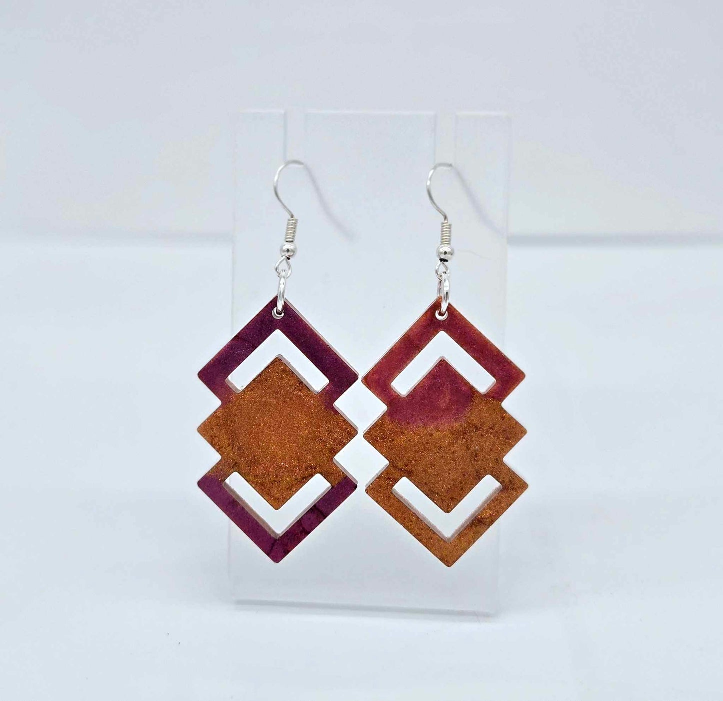 Autumn Cascade Geometric Resin Earrings
