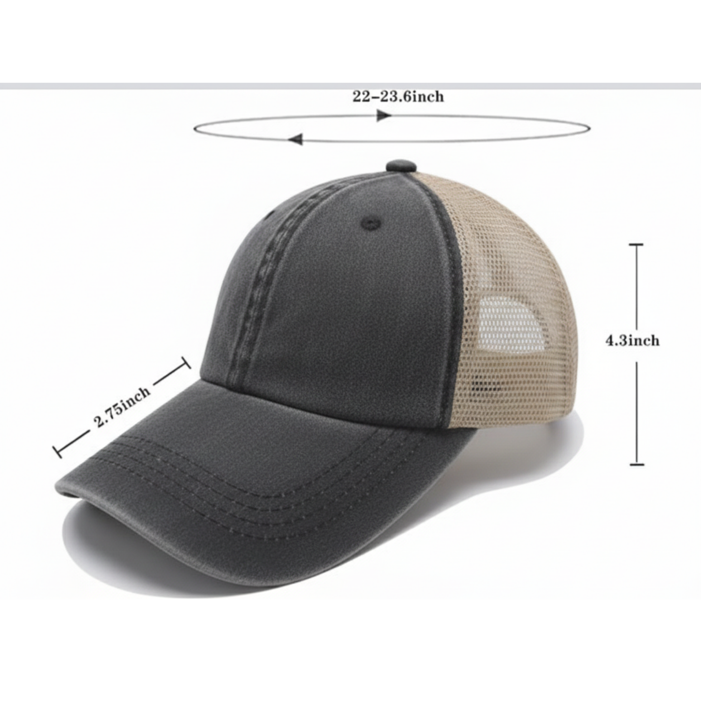 Vintage Dragonfly DTF Washed Trucker Hat – Distressed Mesh Back Baseball Cap for Men & Women (80% Polyester / 20% Cotton)