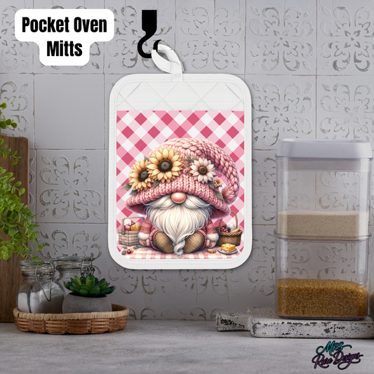Pink Gingham Gnome Cottage Kitchen Gift Set (Individual or Full Bundle)