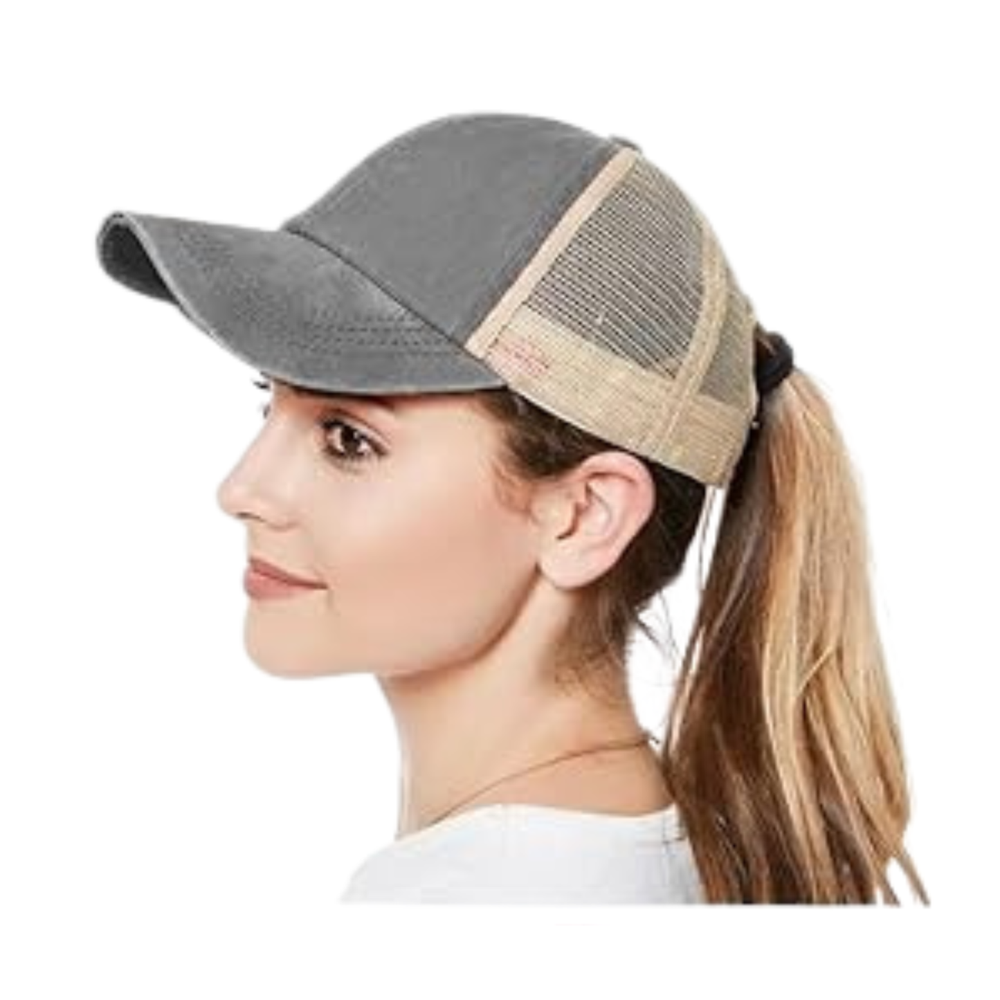 Vintage Washed Gray Distressed Butterfly Floral Baseball Cap – 80% Polyester, 20% Cotton Trucker Hat with DTF Patch for Men & Women