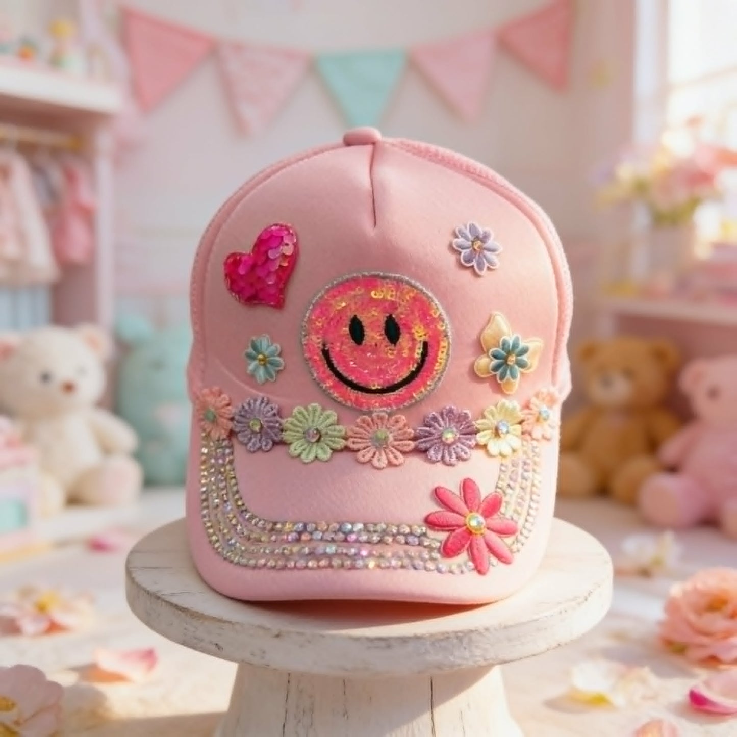 The Smiley Garden Kids Trucker Hat — "Happy Little Bloomer" Collection