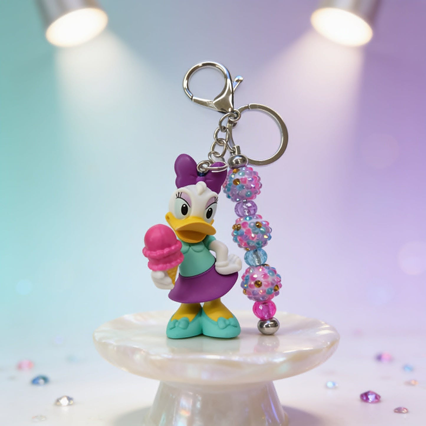 Sweet Daisy Ice Cream Charm Keychain