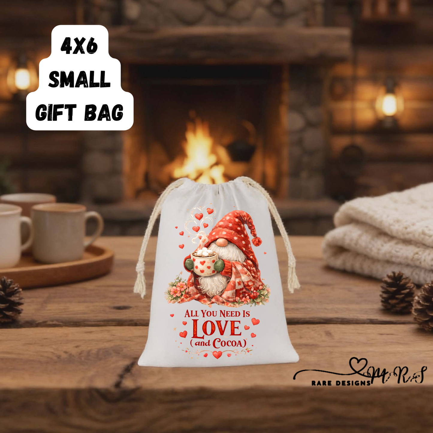 Love Collection 4x6 Small Gift Bags – Reusable Valentine Drawstring Pouches (3 Designs)
