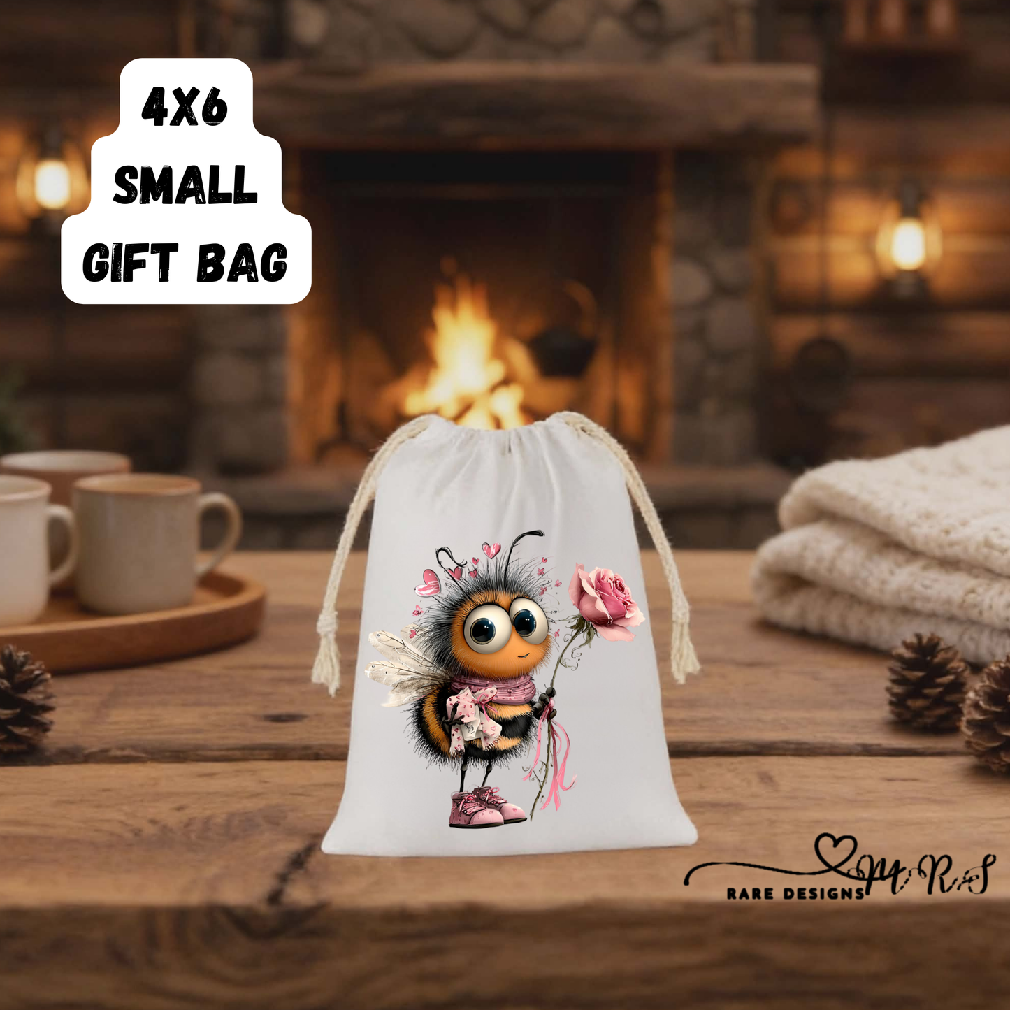 Bee Love Collection – Cute Valentine’s 4x6 Small Gift Bags by Rare Designs